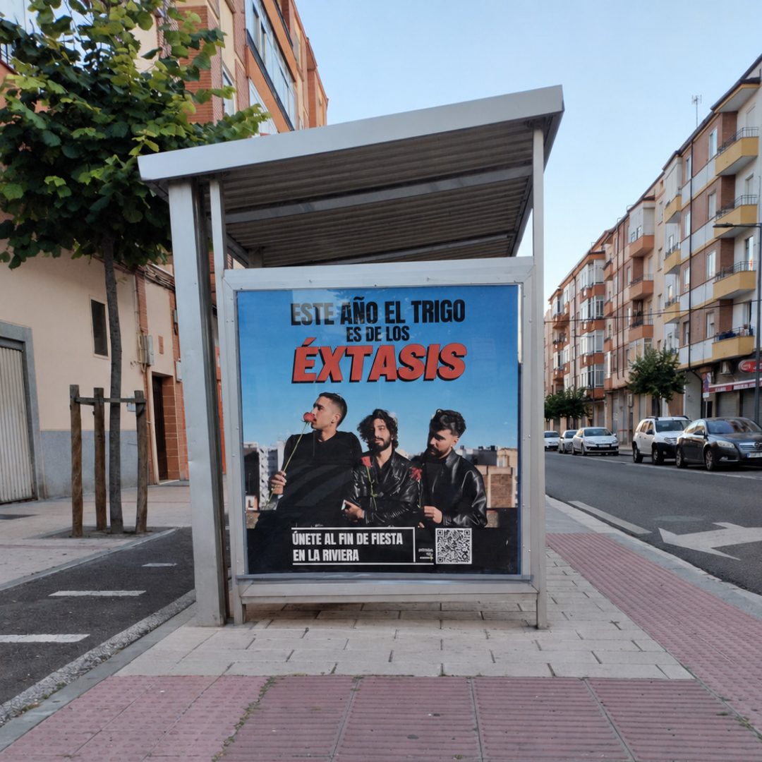Marquesina con la campaña de Éxtasis en Avenida de Burgos, Aranda de Duero