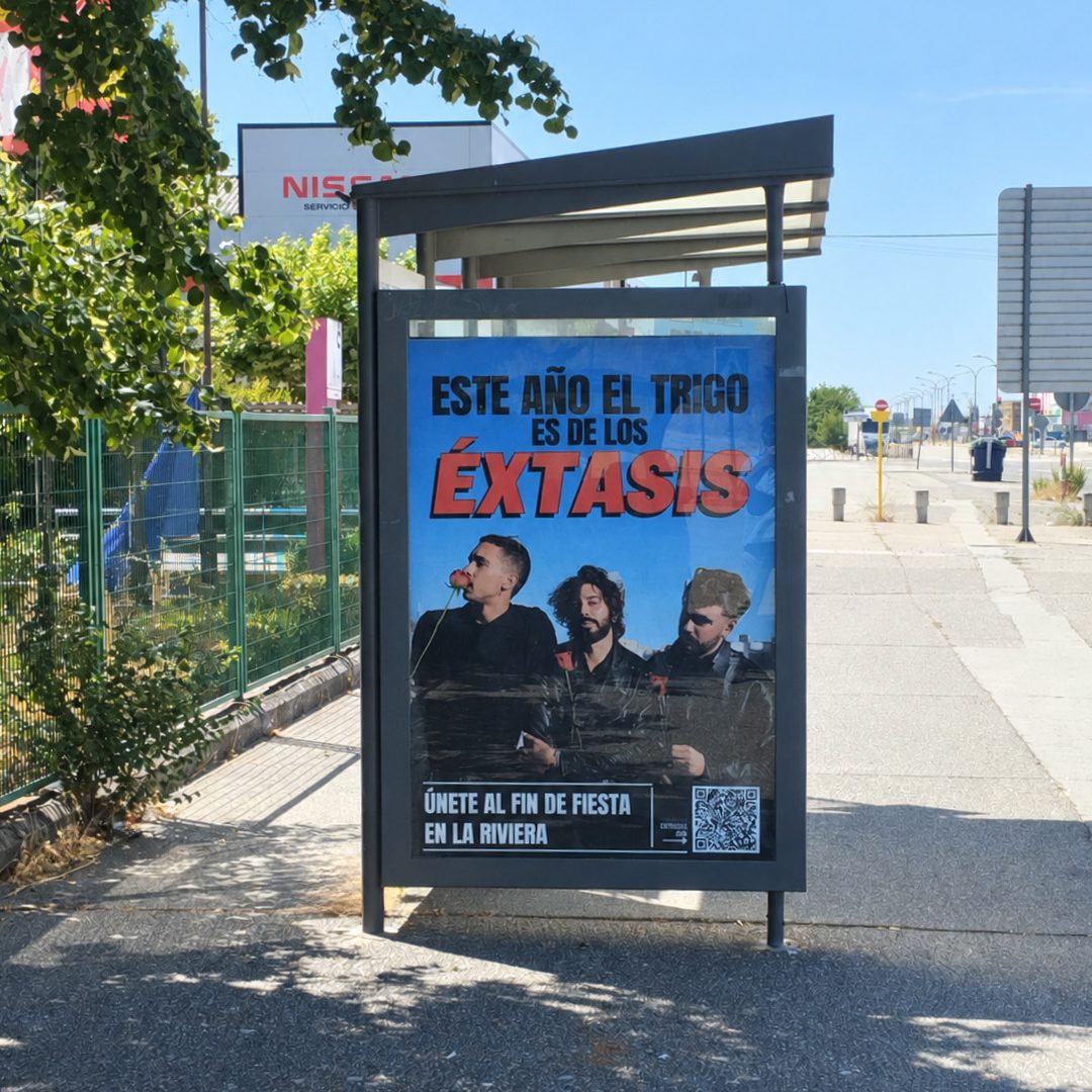Marquesina con la campaña de Éxtasis en Avenida Luis Mateos, Aranda de Duero